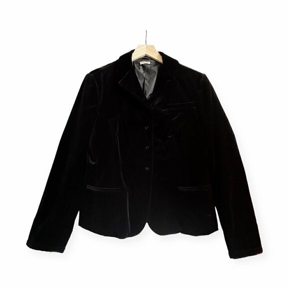 Miu Miu Black Velvet Blazer Jacket, Size 44‎ Italy/M - Picture 15 of 16